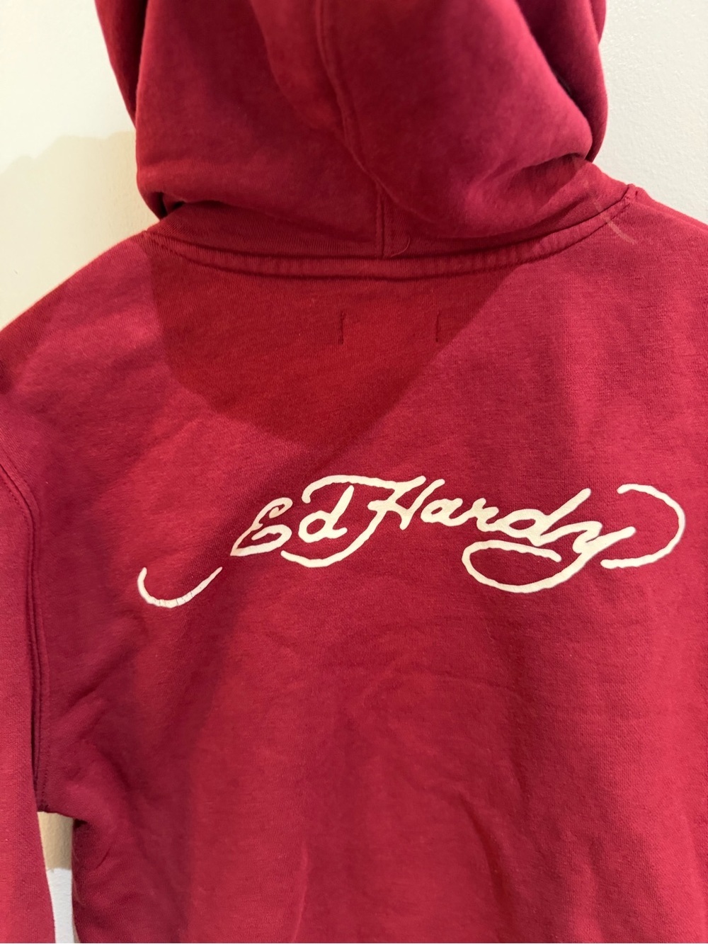 Ed Hardy Retro Koi Fish / Maroon Wine / Cropped Woman’s Hoodie / medium - Picture 7 of 11